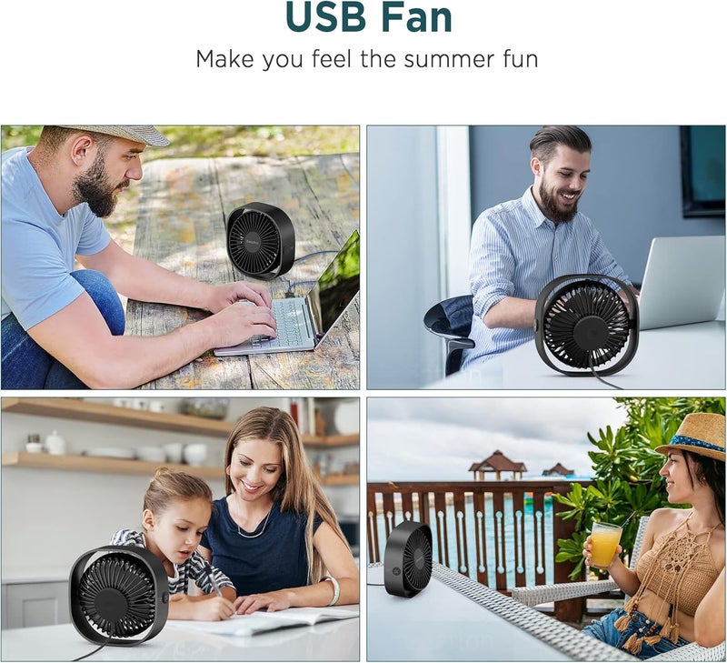 EasyAcc USB Small Desk Fan, Slumber Pod Fan [360°Rotatable Head &Powerful ] 3 Speeds Portable Personal Table Travel Fan for Sleeping Desk Cruise Ship Dorm Bedroom Office Office (No Battery) - Image 3